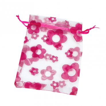 Sachet Organza Fleurs Fuchsia 10 x 7.5 