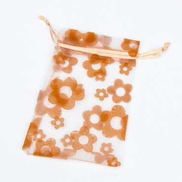 Sachet Organza Fleurs Orange 10 x 7.5 