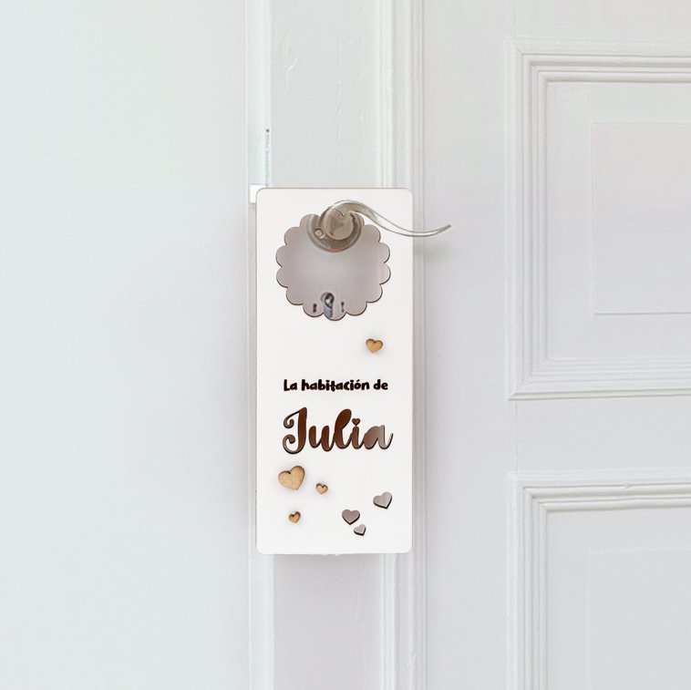 Plaque de porte en bois personnalisée Nuage - IDÉES CADEAUX/Cadeaux  personnalisés - fanny-passion-art
