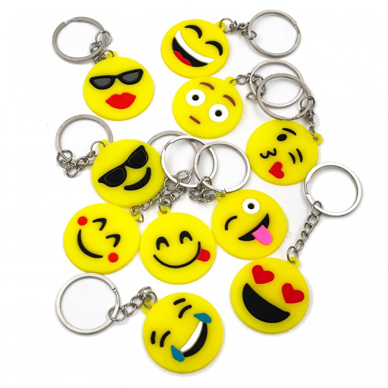 Lot de 100 porte-clés en bois Smile Emoji dans un sac en plastique